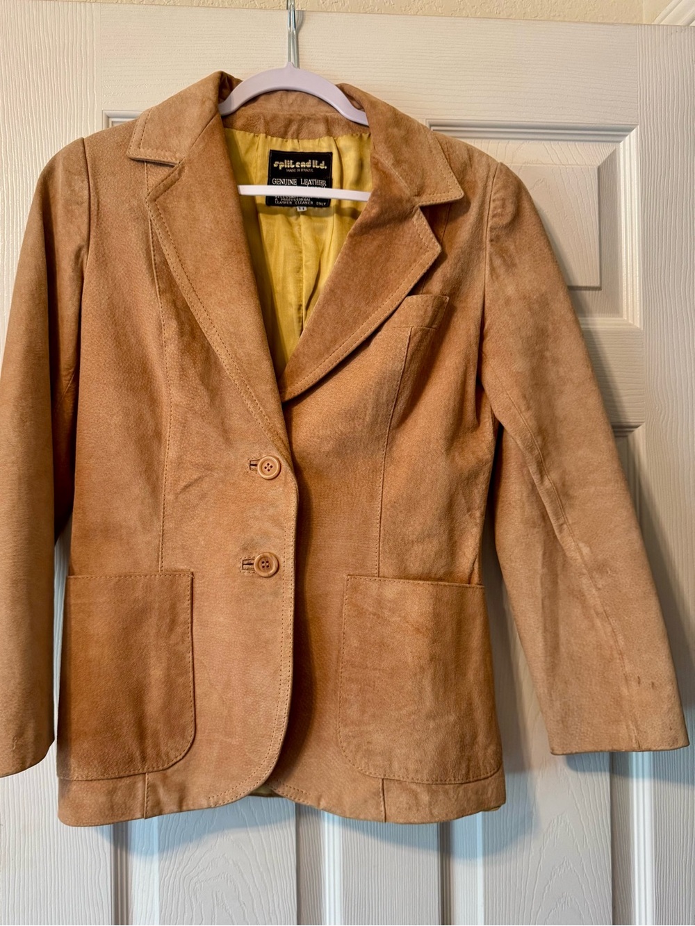 Split End Ltd. Suede  tan Genuine Leather Blazer Jacket Size M (8/10) vintage